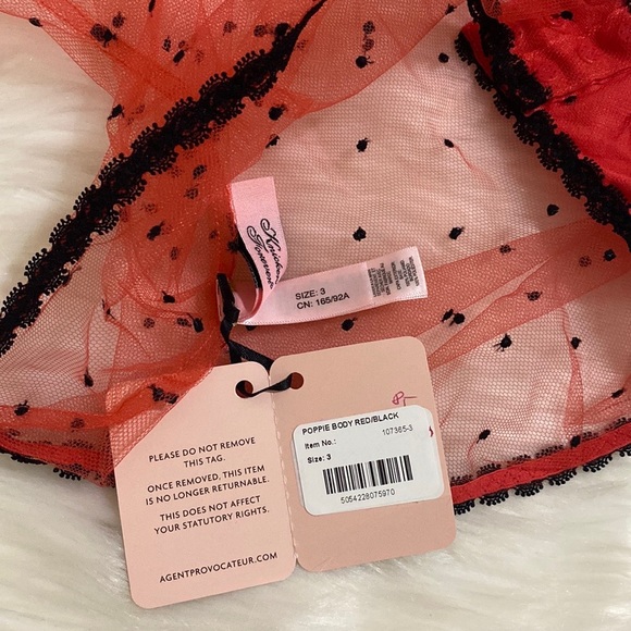 Agent Provocateur Poppie Red Black Bodysuit AP3 Medium NWT - Picture 6 of 6